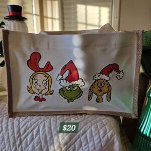 New * $15 Canvas Burlap Tote with Grinch